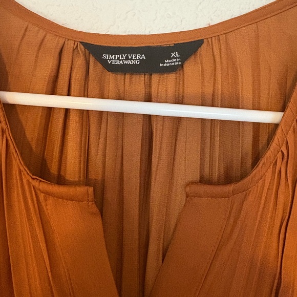 Simply Vera Vera Wang Burnt Orange Pleated Midi Dress - Picture 4 of 7